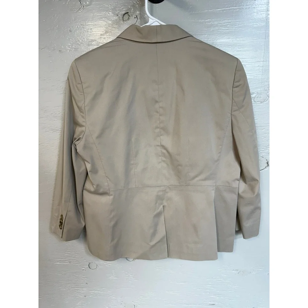 Ann Taylor Tan Shawl Lapel Single Button Cotton Blend Blazer Jacket Size 10